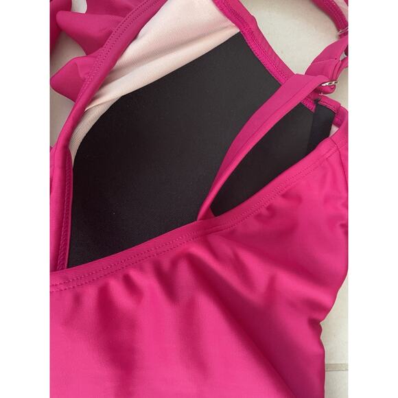 Cupshe Swim One Piece Swimsuit Ruffled Ruched Swimwear - Picture 8 of 12